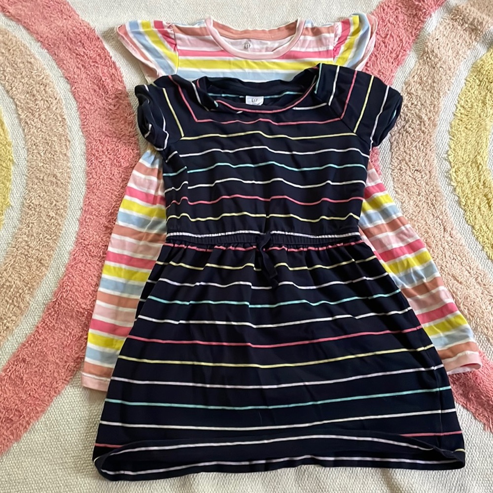 Bundle of two size 5 Gap Kids striped cotton dresses